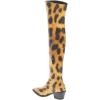 imageFSJ Women Casual Thigh High Tall Boots Over The Knee Booties Pointed Closed Toe Chunky Low Heel Leather Party Club Ladies Fall Winter Shoes Size 415 USYellow Leopard Print