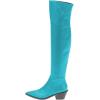 imageFSJ Women Casual Thigh High Tall Boots Over The Knee Booties Pointed Closed Toe Chunky Low Heel Leather Party Club Ladies Fall Winter Shoes Size 415 USDark Turquoise