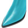 imageFSJ Women Casual Thigh High Tall Boots Over The Knee Booties Pointed Closed Toe Chunky Low Heel Leather Party Club Ladies Fall Winter Shoes Size 415 USDark Turquoise