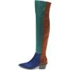 imageFSJ Women Casual Thigh High Tall Boots Over The Knee Booties Pointed Closed Toe Chunky Low Heel Leather Party Club Ladies Fall Winter Shoes Size 415 USBluegreebrown