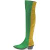 imageFSJ Women Casual Thigh High Tall Boots Over The Knee Booties Pointed Closed Toe Chunky Low Heel Leather Party Club Ladies Fall Winter Shoes Size 415 USGreen Yellow