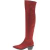 imageFSJ Women Casual Thigh High Tall Boots Over The Knee Booties Pointed Closed Toe Chunky Low Heel Leather Party Club Ladies Fall Winter Shoes Size 415 USRed