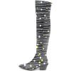 imageFSJ Women Casual Thigh High Tall Boots Over The Knee Booties Pointed Closed Toe Chunky Low Heel Leather Party Club Ladies Fall Winter Shoes Size 415 USStripeddots