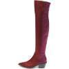 imageFSJ Women Casual Thigh High Tall Boots Over The Knee Booties Pointed Closed Toe Chunky Low Heel Leather Party Club Ladies Fall Winter Shoes Size 415 USRed Fuchsia