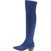 imageFSJ Women Casual Thigh High Tall Boots Over The Knee Booties Pointed Closed Toe Chunky Low Heel Leather Party Club Ladies Fall Winter Shoes Size 415 USBlue