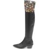 imageFSJ Women Casual Thigh High Tall Boots Over The Knee Booties Pointed Closed Toe Chunky Low Heel Leather Party Club Ladies Fall Winter Shoes Size 415 USBlack Butterfly