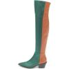 imageFSJ Women Casual Thigh High Tall Boots Over The Knee Booties Pointed Closed Toe Chunky Low Heel Leather Party Club Ladies Fall Winter Shoes Size 415 USGreen Orange