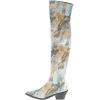 imageFSJ Women Casual Thigh High Tall Boots Over The Knee Booties Pointed Closed Toe Chunky Low Heel Leather Party Club Ladies Fall Winter Shoes Size 415 USMarble