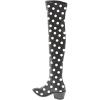 imageFSJ Women Casual Thigh High Tall Boots Over The Knee Booties Pointed Closed Toe Chunky Low Heel Leather Party Club Ladies Fall Winter Shoes Size 415 USBlack Polka Dot
