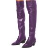 imageFSJ Women Casual Thigh High Tall Boots Over The Knee Booties Pointed Closed Toe Chunky Low Heel Leather Party Club Ladies Fall Winter Shoes Size 415 USPurple