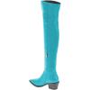 imageFSJ Women Casual Thigh High Tall Boots Over The Knee Booties Pointed Closed Toe Chunky Low Heel Leather Party Club Ladies Fall Winter Shoes Size 415 USDark Turquoise