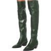 imageFSJ Women Casual Thigh High Tall Boots Over The Knee Booties Pointed Closed Toe Chunky Low Heel Leather Party Club Ladies Fall Winter Shoes Size 415 USGreen