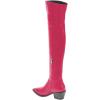 imageFSJ Women Casual Thigh High Tall Boots Over The Knee Booties Pointed Closed Toe Chunky Low Heel Leather Party Club Ladies Fall Winter Shoes Size 415 USHot Pink