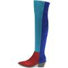 imageFSJ Women Casual Thigh High Tall Boots Over The Knee Booties Pointed Closed Toe Chunky Low Heel Leather Party Club Ladies Fall Winter Shoes Size 415 USRed Blue