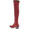 imageFSJ Women Casual Thigh High Tall Boots Over The Knee Booties Pointed Closed Toe Chunky Low Heel Leather Party Club Ladies Fall Winter Shoes Size 415 USRed
