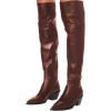 imageFSJ Women Casual Thigh High Tall Boots Over The Knee Booties Pointed Closed Toe Chunky Low Heel Leather Party Club Ladies Fall Winter Shoes Size 415 USChocolate