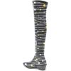 imageFSJ Women Casual Thigh High Tall Boots Over The Knee Booties Pointed Closed Toe Chunky Low Heel Leather Party Club Ladies Fall Winter Shoes Size 415 USStripeddots