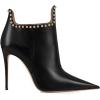 imageFSJ Women Classic Pointed Toe Stiletto High Heel Studded Ankle Boots Glossy Pull On Casual Party Street Ladies Shoes Size 415 USBlack