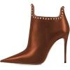 imageFSJ Women Classic Pointed Toe Stiletto High Heel Studded Ankle Boots Glossy Pull On Casual Party Street Ladies Shoes Size 415 USBrown