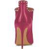 imageFSJ Women Classic Pointed Toe Stiletto High Heel Studded Ankle Boots Glossy Pull On Casual Party Street Ladies Shoes Size 415 USFuchsia