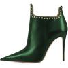 imageFSJ Women Classic Pointed Toe Stiletto High Heel Studded Ankle Boots Glossy Pull On Casual Party Street Ladies Shoes Size 415 USGreen