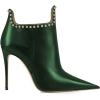imageFSJ Women Classic Pointed Toe Stiletto High Heel Studded Ankle Boots Glossy Pull On Casual Party Street Ladies Shoes Size 415 USGreen