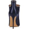 imageFSJ Women Classic Pointed Toe Stiletto High Heel Studded Ankle Boots Glossy Pull On Casual Party Street Ladies Shoes Size 415 USNavy