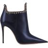 imageFSJ Women Classic Pointed Toe Stiletto High Heel Studded Ankle Boots Glossy Pull On Casual Party Street Ladies Shoes Size 415 USNavy
