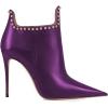 imageFSJ Women Classic Pointed Toe Stiletto High Heel Studded Ankle Boots Glossy Pull On Casual Party Street Ladies Shoes Size 415 USPurple