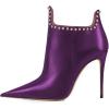 imageFSJ Women Classic Pointed Toe Stiletto High Heel Studded Ankle Boots Glossy Pull On Casual Party Street Ladies Shoes Size 415 USPurple