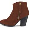 imageFSJ Women Closed Toe Ankle Boots Stacked Heel Faux Suede Side zipper Western Short Booties Casual Comfort Dress Shoes Size 415 USBrown