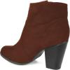 imageFSJ Women Closed Toe Ankle Boots Stacked Heel Faux Suede Side zipper Western Short Booties Casual Comfort Dress Shoes Size 415 USBrown