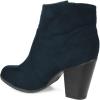imageFSJ Women Closed Toe Ankle Boots Stacked Heel Faux Suede Side zipper Western Short Booties Casual Comfort Dress Shoes Size 415 USCyan