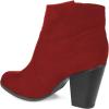 imageFSJ Women Closed Toe Ankle Boots Stacked Heel Faux Suede Side zipper Western Short Booties Casual Comfort Dress Shoes Size 415 USRed