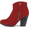 imageFSJ Women Closed Toe Ankle Boots Stacked Heel Faux Suede Side zipper Western Short Booties Casual Comfort Dress Shoes Size 415 USRed
