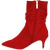 imageFSJ Women Elegant Slouch Ankle Boots Pointed Closed Toe Kitten Low Heels Stacked Short Booties Leather Side Zipper Ladies Office Party Prom Fall Winter Dress Shoes Size 415 USRed Suede