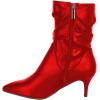 imageFSJ Women Elegant Slouch Ankle Boots Pointed Closed Toe Kitten Low Heels Stacked Short Booties Leather Side Zipper Ladies Office Party Prom Fall Winter Dress Shoes Size 415 USRed