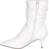 imageFSJ Women Elegant Slouch Ankle Boots Pointed Closed Toe Kitten Low Heels Stacked Short Booties Leather Side Zipper Ladies Office Party Prom Fall Winter Dress Shoes Size 415 USWhite