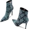 imageFSJ Women Fashion Leopard Ankle Boots Ladies Waterproof Pointed Toe Heeled Calf Booties Stiletto Convenient Side Zipper Sexy Dress High Heels Shoes Size 415 USSnake Skin