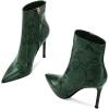 imageFSJ Women Fashion Leopard Ankle Boots Ladies Waterproof Pointed Toe Heeled Calf Booties Stiletto Convenient Side Zipper Sexy Dress High Heels Shoes Size 415 USGreen