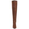 imageFSJ Women Fashion Over The Knee High Boots Pointed Toe Flat Comfortable Back Zipper Ladies Shoes for WinterBrown