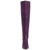 imageFSJ Women Fashion Over The Knee High Boots Pointed Toe Flat Comfortable Back Zipper Ladies Shoes for WinterPurple