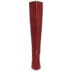 imageFSJ Women Fashion Over The Knee High Boots Pointed Toe Flat Comfortable Back Zipper Ladies Shoes for WinterWine Red