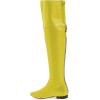 imageFSJ Women Fashion Over The Knee High Boots Pointed Toe Flat Comfortable Back Zipper Ladies Shoes for WinterYellow