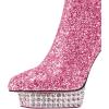 imageFSJ Women Glitter Sparkly Stiletto High Heel Ankle Boots Closed Toe Sequin Rhinestone Platform Short Booties Outfit Dress Shoes Size 416 USPink