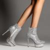 imageFSJ Women Glitter Sparkly Stiletto High Heel Ankle Boots Closed Toe Sequin Rhinestone Platform Short Booties Outfit Dress Shoes Size 416 USSilver