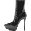 imageFSJ Women Gorgeous Platform Pointed Toe Stiletto High Heel Ankle Boots Classic Side Zipper Ladies Shoes Size 415 USBlack