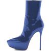 imageFSJ Women Gorgeous Platform Pointed Toe Stiletto High Heel Ankle Boots Classic Side Zipper Ladies Shoes Size 415 USBlue