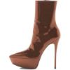 imageFSJ Women Gorgeous Platform Pointed Toe Stiletto High Heel Ankle Boots Classic Side Zipper Ladies Shoes Size 415 USBrown