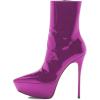 imageFSJ Women Gorgeous Platform Pointed Toe Stiletto High Heel Ankle Boots Classic Side Zipper Ladies Shoes Size 415 USPurple